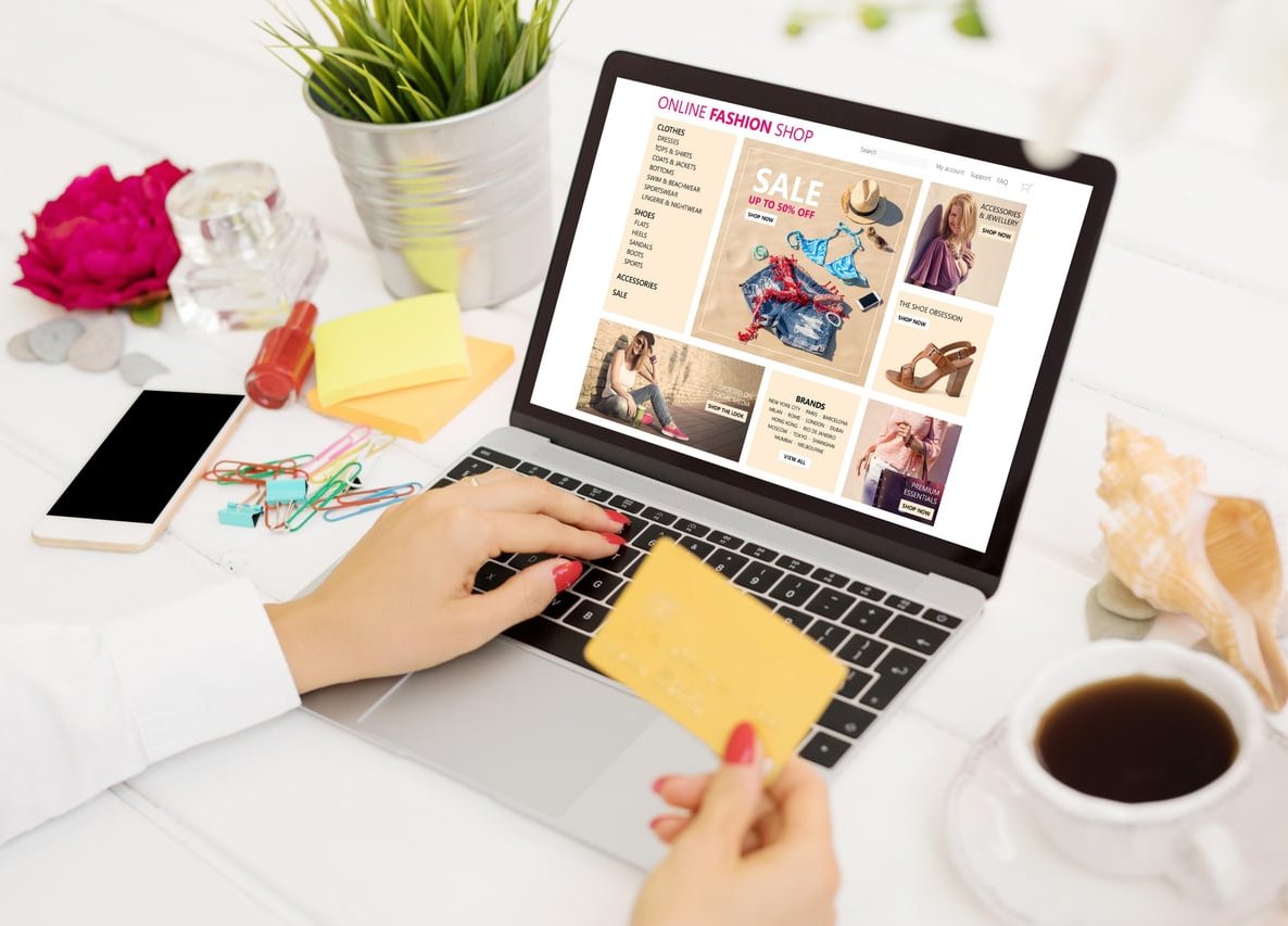 online shopping cart laptop